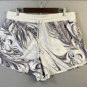 Athleta All Activity Short Women XL Light Blue Gray White Swirl Marble Print Jog